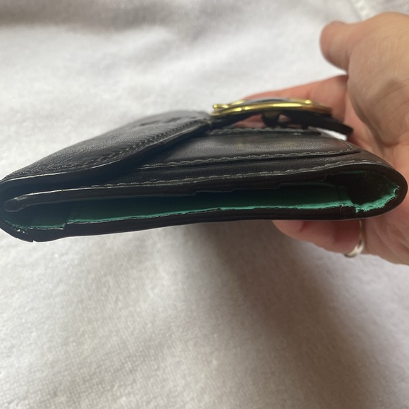 Beautiful black and Tiffany blue leather coach trifold wallet - Picture 12 of 13